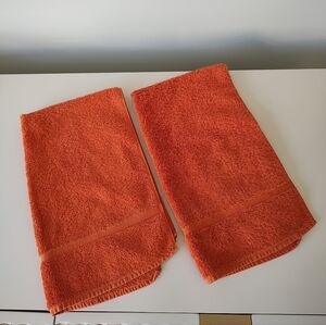 VTG Royal Classic Royal Family By Cannon Hand Towels Set Of Two Orange 80s USA